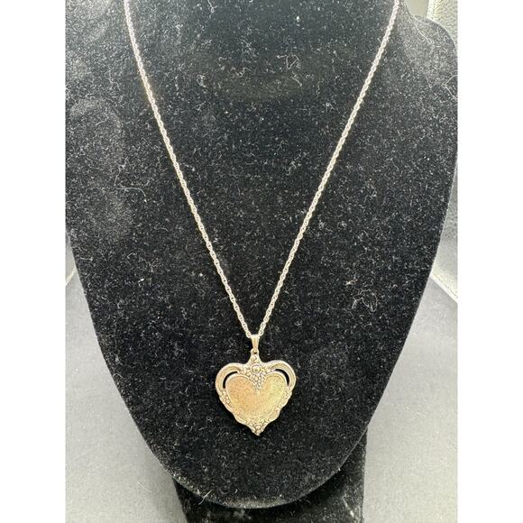 Towle Jewelry - 1976 Towle 925 Sterling Silver Heart Pendant Charm w/ Spiedel Chain Necklace 18"